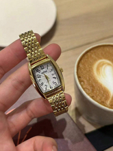 Square Gold White Dial Vintage Watch